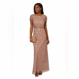 Adrianna Papell Dusty Pink Sequin Maxi Dress